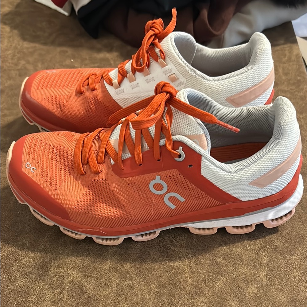 ON Cloudflow Orange Running Shoes. Barely worn